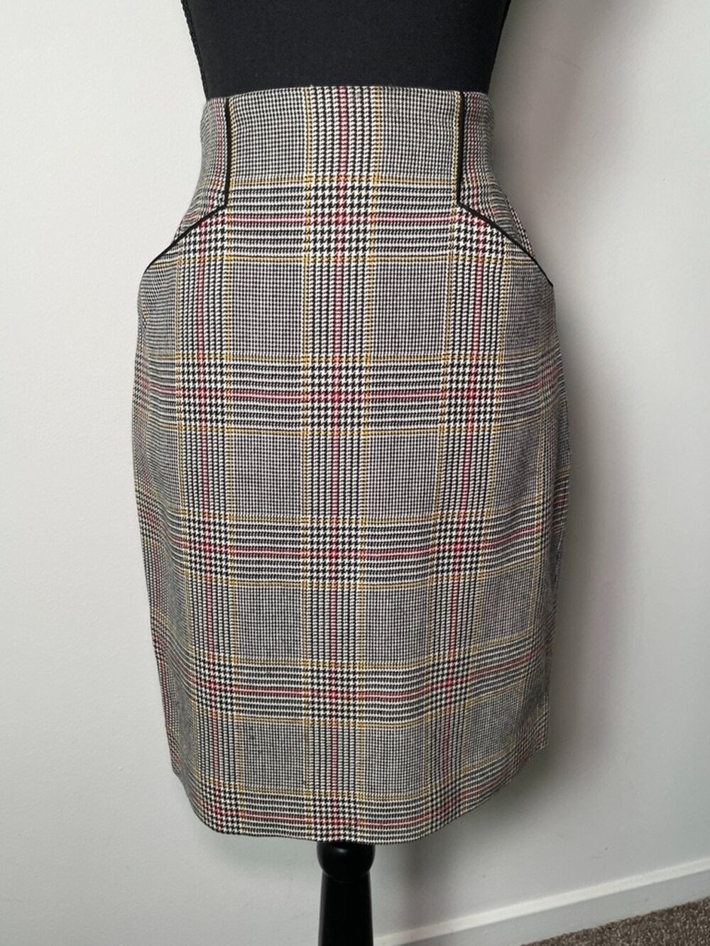Emanuel by Emanuel Ungaro High Waist Plaid Pencil Skirt 6